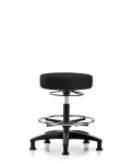 Vinyl Stool without Back - Medium Bench Height with Chrome Foot Ring & Stationary Glides in Black Trailblazer Vinyl VMBSO-RG-CF-RG-8540