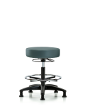 Vinyl Stool without Back - Medium Bench Height with Chrome Foot Ring & Stationary Glides in Colonial Blue Trailblazer Vinyl VMBSO-RG-CF-RG-8546
