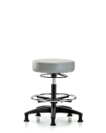 Vinyl Stool without Back - Medium Bench Height with Chrome Foot Ring & Stationary Glides in Dove Trailblazer Vinyl VMBSO-RG-CF-RG-8567