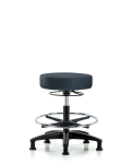 Vinyl Stool without Back - Medium Bench Height with Chrome Foot Ring & Stationary Glides in Imperial Blue Trailblazer Vinyl VMBSO-RG-CF-RG-8582