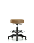 Vinyl Stool without Back - Medium Bench Height with Chrome Foot Ring & Stationary Glides in Taupe Trailblazer Vinyl VMBSO-RG-CF-RG-8584