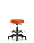 Vinyl Stool without Back - Medium Bench Height with Chrome Foot Ring & Stationary Glides in Orange Kist Trailblazer Vinyl VMBSO-RG-CF-RG-8613