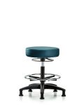 Vinyl Stool without Back - Medium Bench Height with Chrome Foot Ring & Stationary Glides in Marine Blue Supernova Vinyl VMBSO-RG-CF-RG-8801