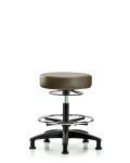 Vinyl Stool without Back - Medium Bench Height with Chrome Foot Ring & Stationary Glides in Taupe Supernova Vinyl VMBSO-RG-CF-RG-8809