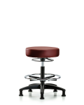 Vinyl Stool without Back - Medium Bench Height with Chrome Foot Ring & Stationary Glides in Taupe Supernova Vinyl VMBSO-RG-CF-RG-8815