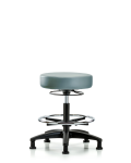 Vinyl Stool without Back - Medium Bench Height with Chrome Foot Ring & Stationary Glides in Storm Supernova Vinyl VMBSO-RG-CF-RG-8822