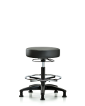 Vinyl Stool without Back - Medium Bench Height with Chrome Foot Ring & Stationary Glides in Carbon Supernova Vinyl VMBSO-RG-CF-RG-8823