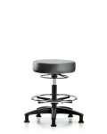 Vinyl Stool without Back - Medium Bench Height with Chrome Foot Ring & Stationary Glides in Sterling Supernova Vinyl VMBSO-RG-CF-RG-8840