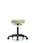 Vinyl Stool without Back - Medium Bench Height with Casters in Adobe White Trailblazer Vinyl VMBSO-RG-NF-RC-8501