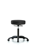 Vinyl Stool without Back - Medium Bench Height with Casters in Charcoal Trailblazer Vinyl VMBSO-RG-NF-RC-8605