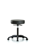Vinyl Stool without Back - Medium Bench Height with Casters in Carbon Supernova Vinyl VMBSO-RG-NF-RC-8823