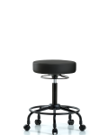 Vinyl Stool without Back - Medium Bench Height with Round Tube Base & Casters in Black Trailblazer Vinyl VMBSO-RT-RC-8540