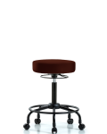 Vinyl Stool without Back - Medium Bench Height with Round Tube Base & Casters in Burgundy Trailblazer Vinyl VMBSO-RT-RC-8569
