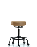 Vinyl Stool without Back - Medium Bench Height with Round Tube Base & Casters in Taupe Trailblazer Vinyl VMBSO-RT-RC-8584