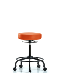 Vinyl Stool without Back - Medium Bench Height with Round Tube Base & Casters in Orange Kist Trailblazer Vinyl VMBSO-RT-RC-8613