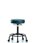 Vinyl Stool without Back - Medium Bench Height with Round Tube Base & Casters in Marine Blue Supernova Vinyl VMBSO-RT-RC-8801