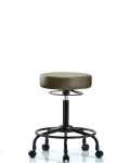 Vinyl Stool without Back - Medium Bench Height with Round Tube Base & Casters in Taupe Supernova Vinyl VMBSO-RT-RC-8809