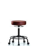 Vinyl Stool without Back - Medium Bench Height with Round Tube Base & Casters in Taupe Supernova Vinyl VMBSO-RT-RC-8815
