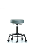 Vinyl Stool without Back - Medium Bench Height with Round Tube Base & Casters in Storm Supernova Vinyl VMBSO-RT-RC-8822