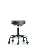 Vinyl Stool without Back - Medium Bench Height with Round Tube Base & Casters in Sterling Supernova Vinyl VMBSO-RT-RC-8840