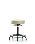 Vinyl Stool without Back - Medium Bench Height with Round Tube Base & Stationary Glides in Adobe White Trailblazer Vinyl VMBSO-RT-RG-8501