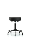 Vinyl Stool without Back - Medium Bench Height with Round Tube Base & Stationary Glides in Black Trailblazer Vinyl VMBSO-RT-RG-8540