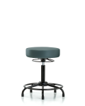 Vinyl Stool without Back - Medium Bench Height with Round Tube Base & Stationary Glides in Colonial Blue Trailblazer Vinyl VMBSO-RT-RG-8546
