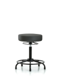 Vinyl Stool without Back - Medium Bench Height with Round Tube Base & Stationary Glides in Charcoal Trailblazer Vinyl VMBSO-RT-RG-8605