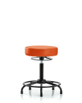 Vinyl Stool without Back - Medium Bench Height with Round Tube Base & Stationary Glides in Orange Kist Trailblazer Vinyl VMBSO-RT-RG-8613