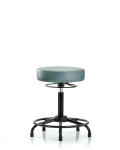 Vinyl Stool without Back - Medium Bench Height with Round Tube Base & Stationary Glides in Storm Supernova Vinyl VMBSO-RT-RG-8822