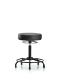 Vinyl Stool without Back - Medium Bench Height with Round Tube Base & Stationary Glides in Carbon Supernova Vinyl VMBSO-RT-RG-8823