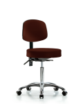 Vinyl Stool with Back Chrome - Medium Bench Height with Casters in Burgundy Trailblazer Vinyl VMBST-CR-T0-NF-CC-8569