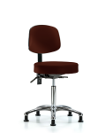 Vinyl Stool with Back Chrome - Medium Bench Height with Stationary Glides in Burgundy Trailblazer Vinyl VMBST-CR-T0-NF-RG-8569