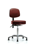 Vinyl Stool with Back Chrome - Medium Bench Height with Stationary Glides in Taupe Supernova Vinyl VMBST-CR-T0-NF-RG-8815