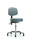 Vinyl Stool with Back Chrome - Medium Bench Height with Seat Tilt & Stationary Glides in Storm Supernova Vinyl VMBST-CR-T1-NF-RG-8822