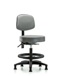 Vinyl Stool with Back - Medium Bench Height with Black Foot Ring & Stationary Glides in Sterling Supernova Vinyl VMBST-RG-T0-BF-RG-8840