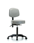 Vinyl Stool with Back - Medium Bench Height with Casters in Dove Trailblazer Vinyl VMBST-RG-T0-NF-RC-8567