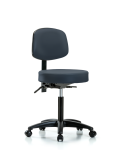Vinyl Stool with Back - Medium Bench Height with Casters in Imperial Blue Trailblazer Vinyl VMBST-RG-T0-NF-RC-8582