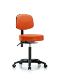 Vinyl Stool with Back - Medium Bench Height with Casters in Orange Kist Trailblazer Vinyl VMBST-RG-T0-NF-RC-8613