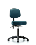 Vinyl Stool with Back - Medium Bench Height with Casters in Marine Blue Supernova Vinyl VMBST-RG-T0-NF-RC-8801