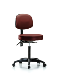 Vinyl Stool with Back - Medium Bench Height with Casters in Taupe Supernova Vinyl VMBST-RG-T0-NF-RC-8815