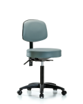 Vinyl Stool with Back - Medium Bench Height with Casters in Storm Supernova Vinyl VMBST-RG-T0-NF-RC-8822