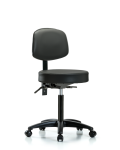 Vinyl Stool with Back - Medium Bench Height with Casters in Carbon Supernova Vinyl VMBST-RG-T0-NF-RC-8823