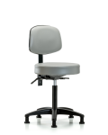 Vinyl Stool with Back - Medium Bench Height with Stationary Glides in Dove Trailblazer Vinyl VMBST-RG-T0-NF-RG-8567