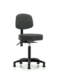 Vinyl Stool with Back - Medium Bench Height with Stationary Glides in Charcoal Trailblazer Vinyl VMBST-RG-T0-NF-RG-8605