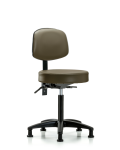 Vinyl Stool with Back - Medium Bench Height with Stationary Glides in Taupe Supernova Vinyl VMBST-RG-T0-NF-RG-8809