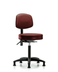 Vinyl Stool with Back - Medium Bench Height with Stationary Glides in Taupe Supernova Vinyl VMBST-RG-T0-NF-RG-8815