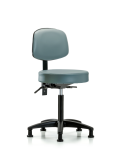 Vinyl Stool with Back - Medium Bench Height with Stationary Glides in Storm Supernova Vinyl VMBST-RG-T0-NF-RG-8822
