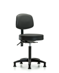 Vinyl Stool with Back - Medium Bench Height with Stationary Glides in Carbon Supernova Vinyl VMBST-RG-T0-NF-RG-8823