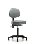 Vinyl Stool with Back - Medium Bench Height with Stationary Glides in Sterling Supernova Vinyl VMBST-RG-T0-NF-RG-8840